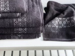 полотенце махровое barcelos черный (48 × 80, черный)